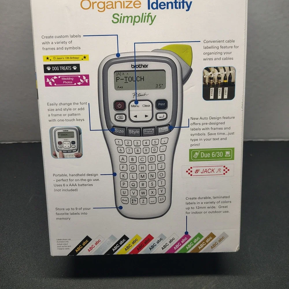 New Brother Label Maker White PT-H100 P-Touch Handheld Portable Printer